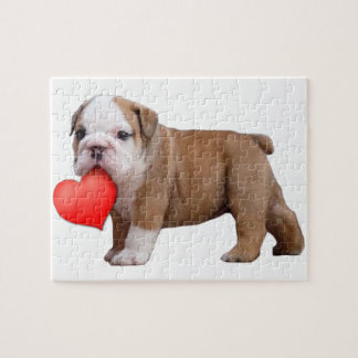 Puzzle Perrito de bulldog de San Valentín