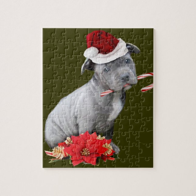 Puzzle Perrito de Pitbull del navidad (Vertical)