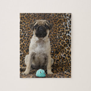 Puzzle Perrito del barro amasado que se sienta contra el