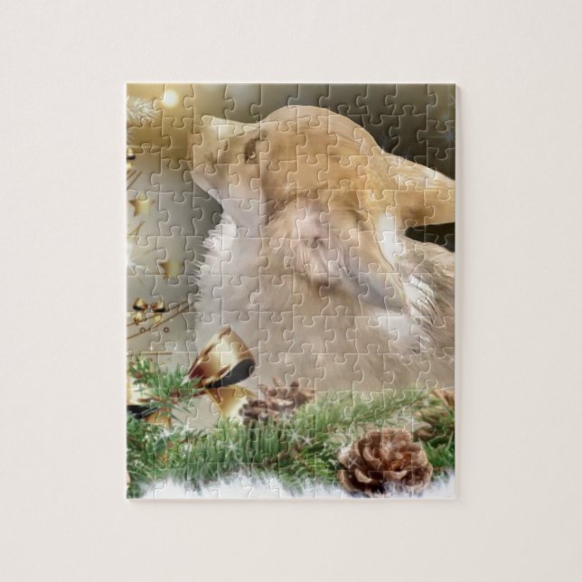 Puzzle Perrito del Corgi del navidad (Vertical)