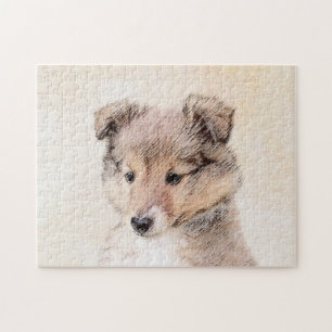 Puzzle Perrito del perro pastor de Shetland que pinta