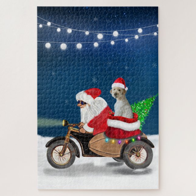 Puzzle Perrito Goldendoodle Navidad Santa Claus (Vertical)