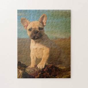 Puzzle Perrito lindo del bulldog francés, vintage
