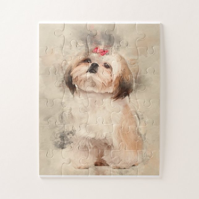 Puzzle perrito maltés amantes de los animales mujeres (Vertical)