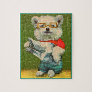 Puzzle perrito que lee el periódico