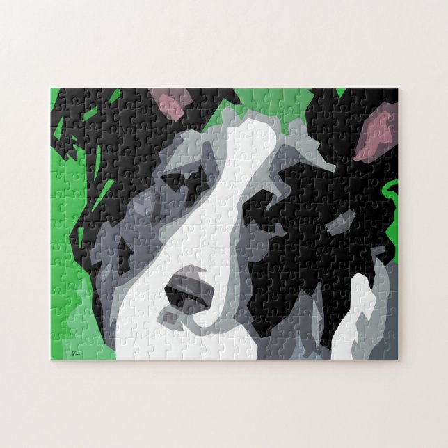 Puzzle Perro abstracto del borde de Collie (Horizontal)