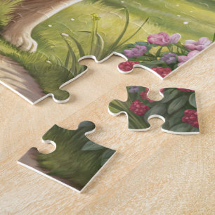 Puzzle Perro adorable en un pintoresco entorno al aire li