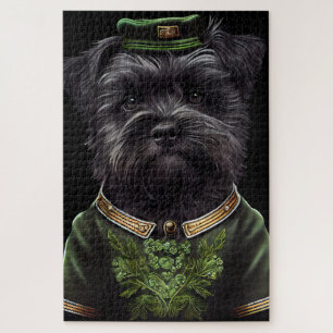 Puzzle Perro Affenpinscher con vestido de San Patricio
