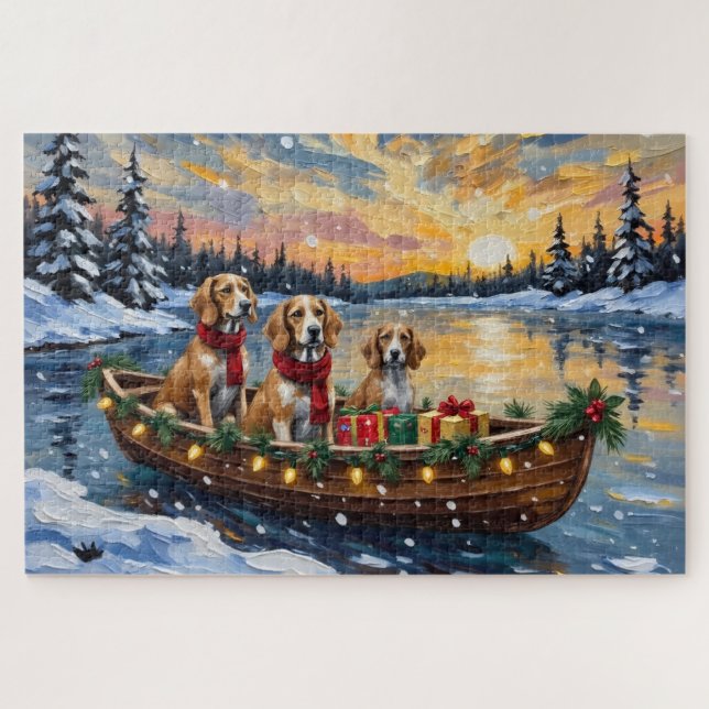 Puzzle Perro afgano Navidad Barco Fiesta (Horizontal)