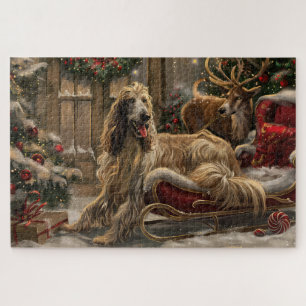 Puzzle Perro afgano navideño festivo