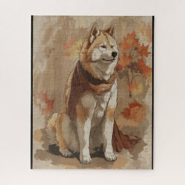 Puzzle Perro americano Akita del libro de cuento de hadas