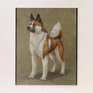 Puzzle Perro americano Akita del libro de cuentos de hada
