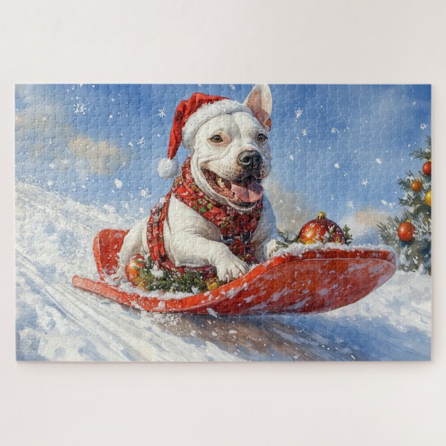 Puzzle Perro asqueroso con nieve, Navidades que nieva (Horizontal)