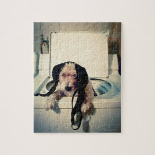 Puzzle Perro ayudando con el lavado