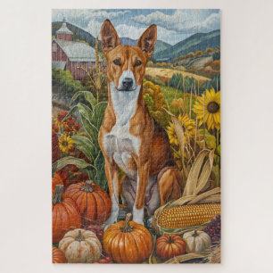 Puzzle Perro Basenji Día de Acción de Gracias de cosecha