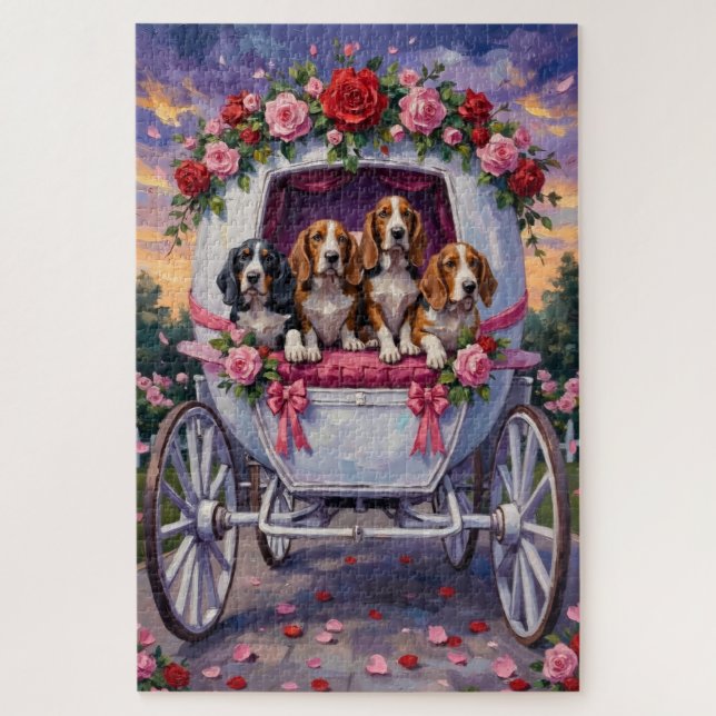 Puzzle Perro Basset Hound Día de San Valentín  (Vertical)
