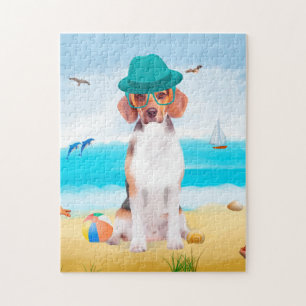 Puzzle Perro Beagle en la playa