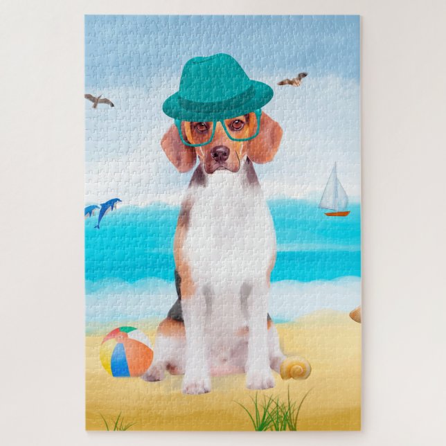 Puzzle Perro Beagle En La Playa (Vertical)