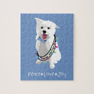 Puzzle Perro blanco fluffy - Paz Alegría Amor - Vacacione