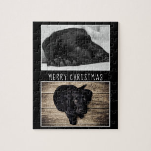 Puzzle Perro blanco negro cachorro 2 Navidades Collages d