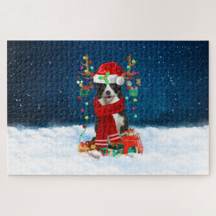 Puzzle Perro Border Collie con regalos de Navidad