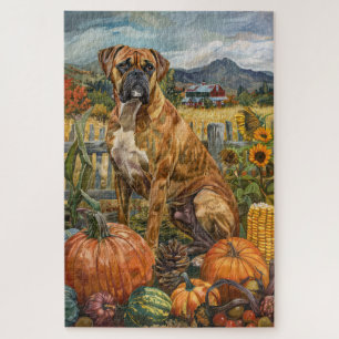 Puzzle Perro Boxer Cosecha de Otoño Día de Acción de Grac