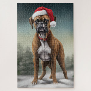 Puzzle Perro Boxer en Navidades de Nieve