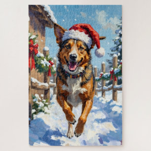 Puzzle Perro Boyero Australiano Red Heeler Navidad