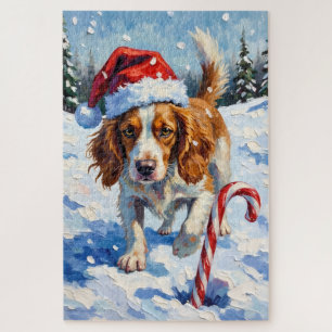 Puzzle Perro Brittany Spaniel Apuntando a Caramelo de Nav