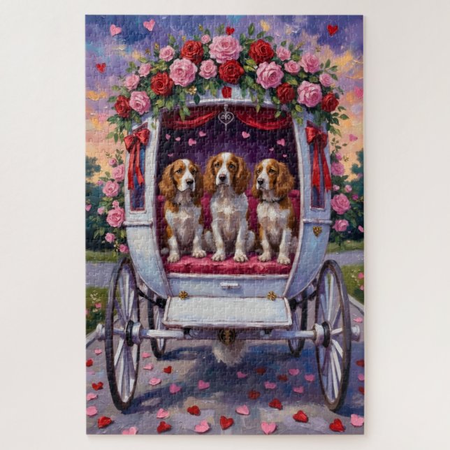 Puzzle Perro Brittany Spaniel Día de San Valentín  (Vertical)