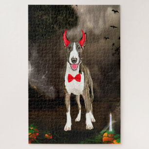 Puzzle Perro Bull Terrier con disfraz de Halloween
