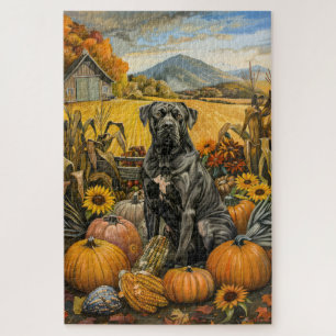 Puzzle Perro Cane Corso Cosecha de Otoño Día de Acción de