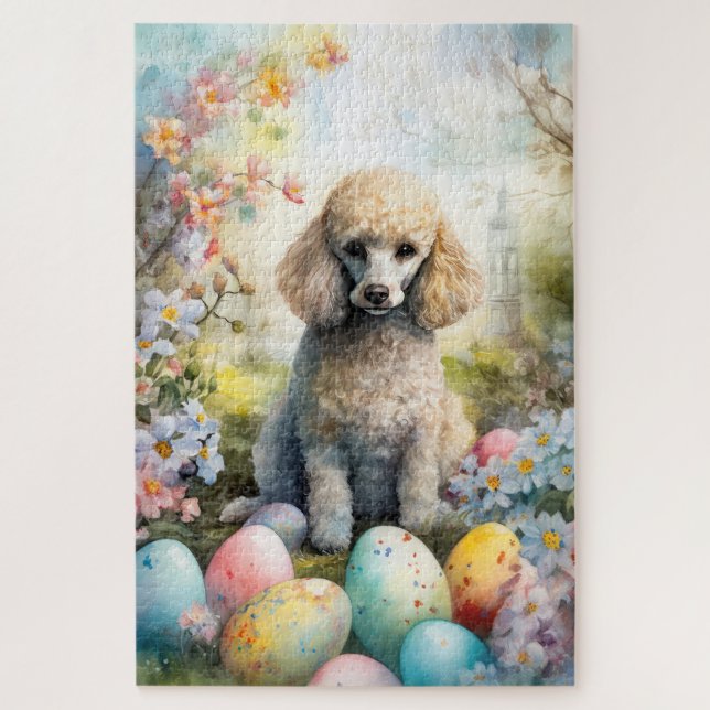 Puzzle Perro Caniche con Huevos de Pascua Fiesta (Vertical)