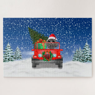 Puzzle Perro caniche con regalos de Navidad