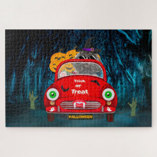 Puzzle Perro Caniche Conduciendo Coche Espeluznante Hallo