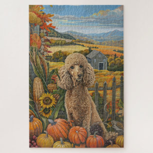 Puzzle Perro Caniche Cosecha de Otoño Día de Acción de Gr
