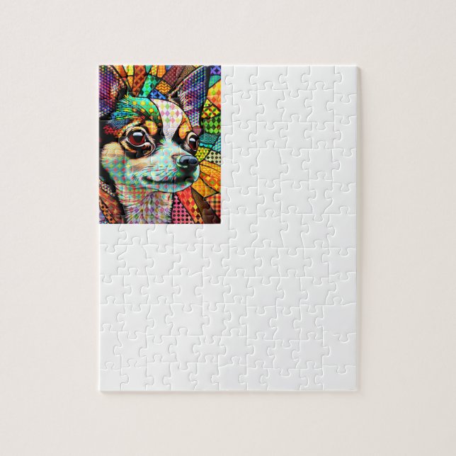 Puzzle Perro Chihuahua 171 de vidrio manchado multicolor (Vertical)