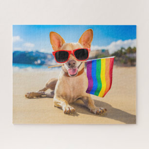 Puzzle Perro Chihuahua en la playa