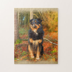 Puzzle Perro collie en bosquejo de pastel forestal de oto