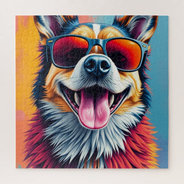 Puzzle Perro Colorido con Gafas de Sol (Vertical)