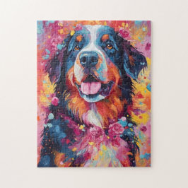 Puzzle Perro colorido de la montaña Bernese