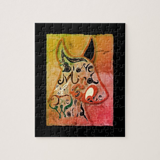 Puzzle Perro colorido: Una mente valiente conquistará el  (Vertical)