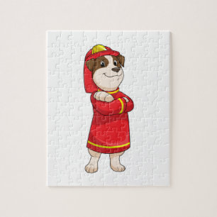 Puzzle Perro como bombero con casco