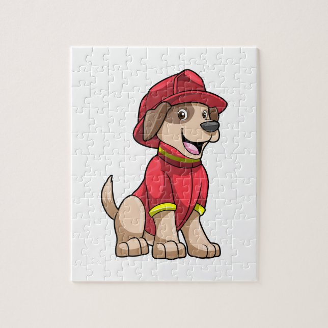 Puzzle Perro como bombero con casco de bomberos (Vertical)