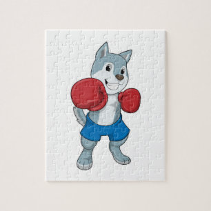 Puzzle Perro como boxeador con guantes de boxeo