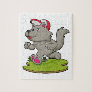 Puzzle Perro como corredora con gorra