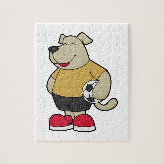 Puzzle Perro como jugador de fútbol con balón de fútbol (Vertical)