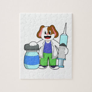 Puzzle Perro como Médica con jeringas