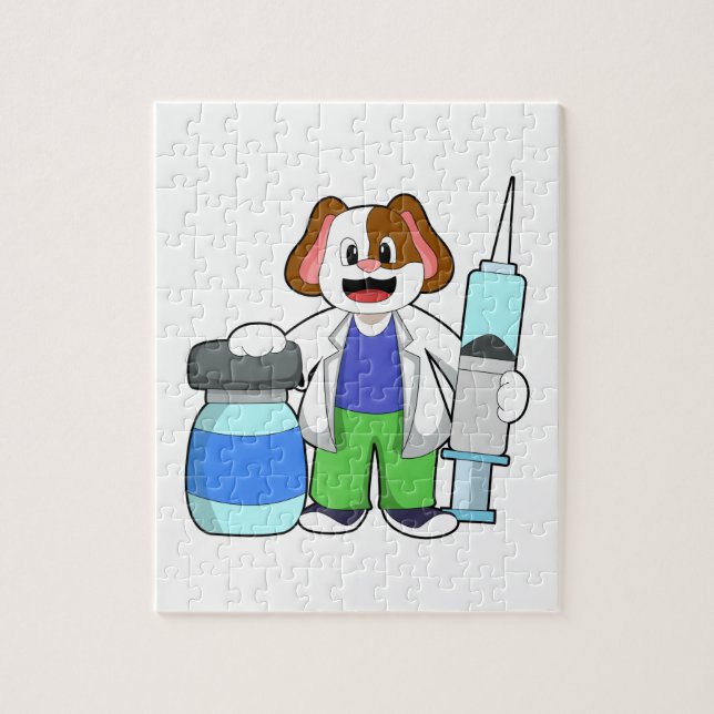Puzzle Perro como Médica con jeringas (Vertical)