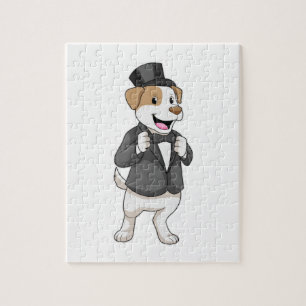 Puzzle Perro como novio con cinta